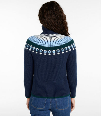 Women's SuperSoft Waffle Sweater, Turtleneck Fair Isle L.L.Bean Trending