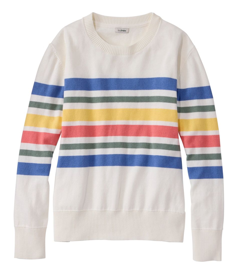 Women's Cotton/Cashmere Sweater, Crewneck Stripe L.L.Bean Classic