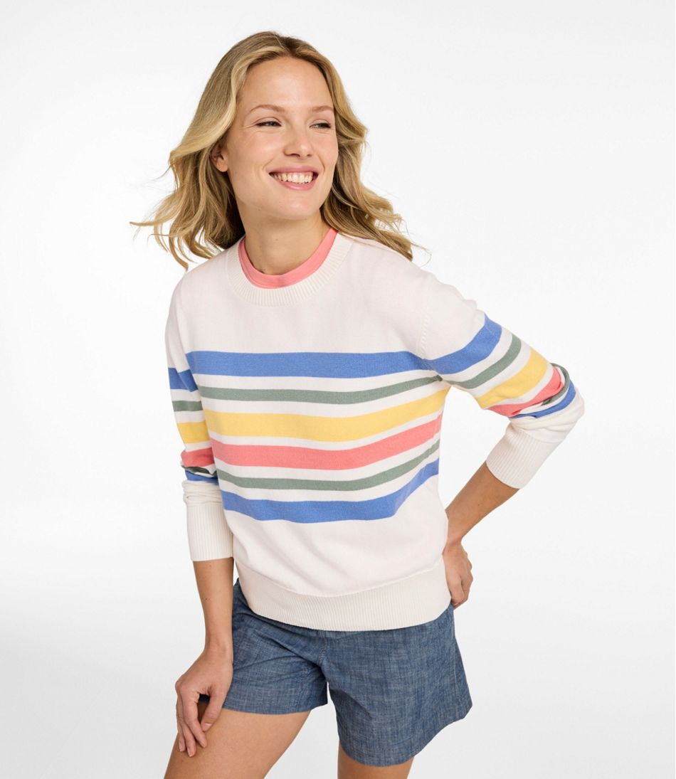 Women's Cotton/Cashmere Sweater, Crewneck Stripe L.L.Bean Classic