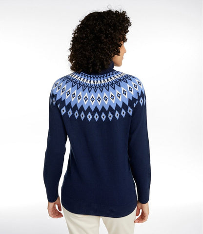 Women's Cotton/Cashmere Sweater, Turtleneck Fair Isle L.L.Bean Featured
