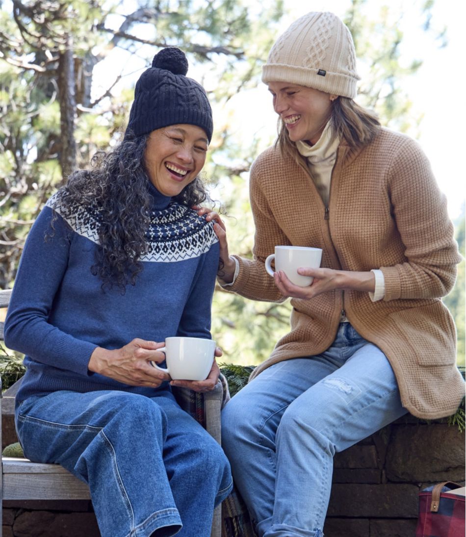 Women's Cotton/Cashmere Sweater, Turtleneck Fair Isle L.L.Bean Featured
