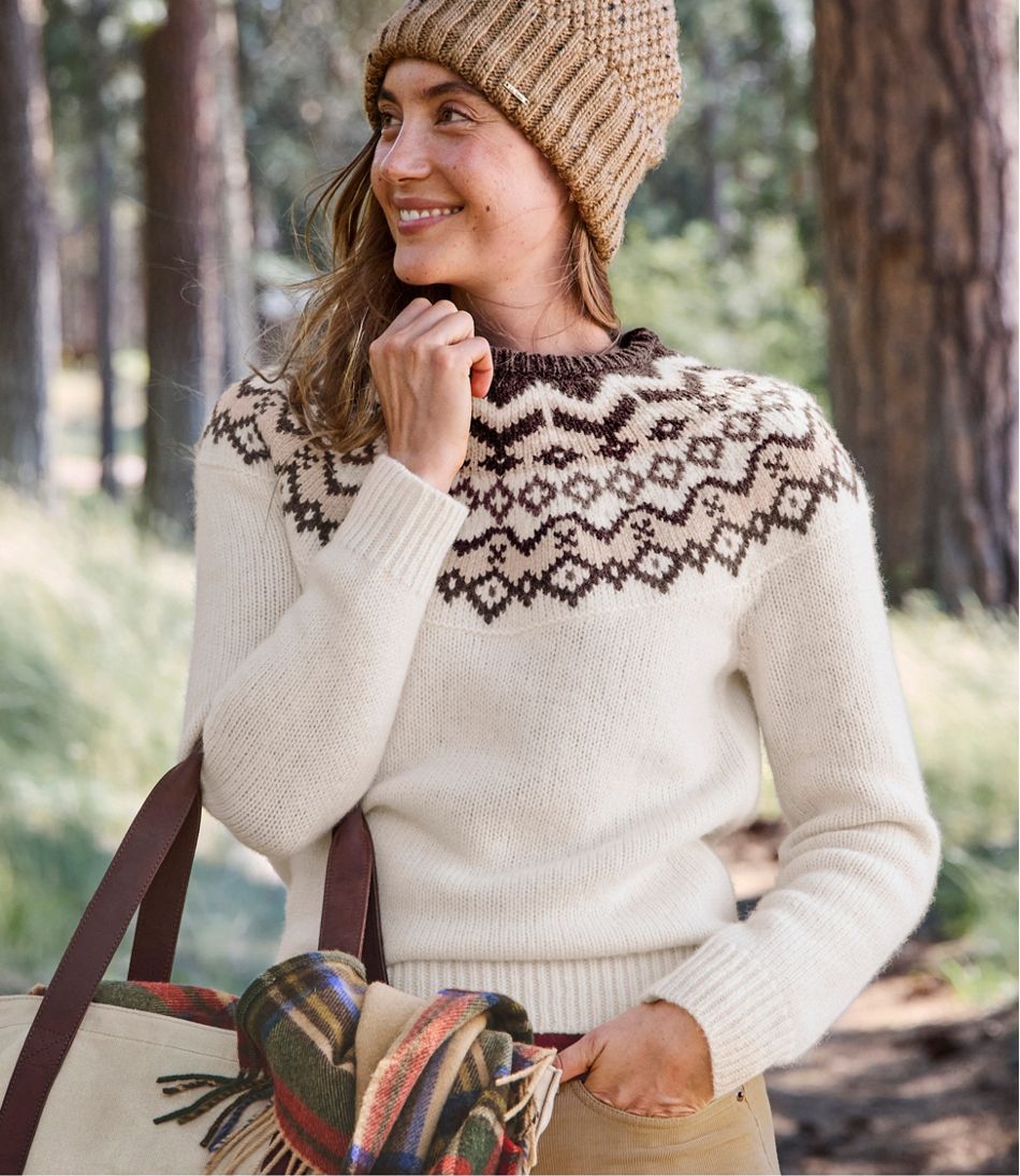 Women's Bean's Classic Ragg Wool Sweater, Crewneck Fair Isle L.L.Bean Popular