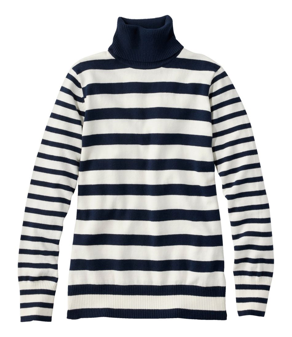 Women's Cotton/Cashmere Sweater, Turtleneck Stripe L.L.Bean Trending