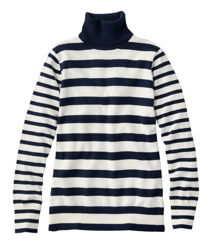 Women's Cotton/Cashmere Sweater, Turtleneck Stripe L.L.Bean Trending