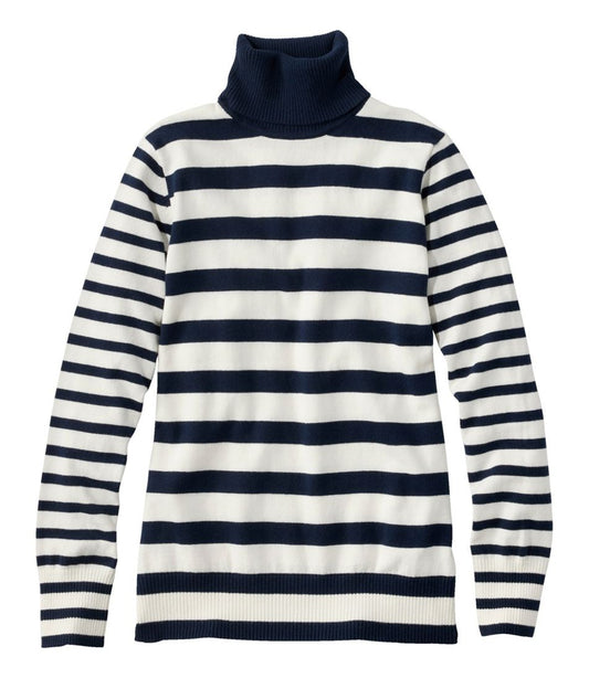 Women's Cotton/Cashmere Sweater, Turtleneck Stripe L.L.Bean Trending