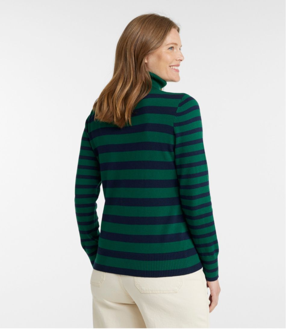 Women's Cotton/Cashmere Sweater, Turtleneck Stripe L.L.Bean Trending