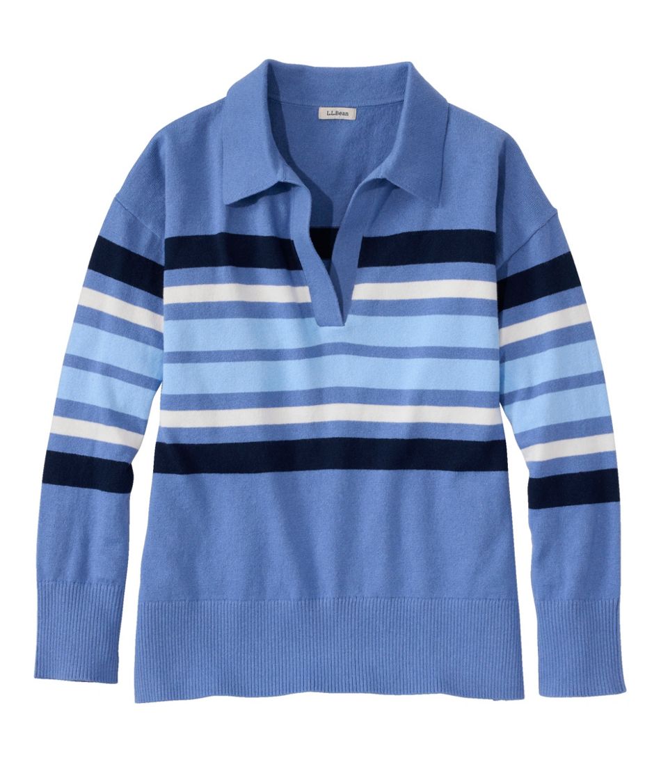 Women's Cotton/Cashmere Sweater, Polo Stripe L.L.Bean Best Seller