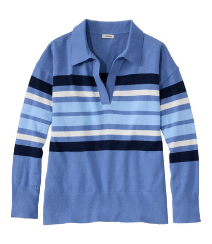Women's Cotton/Cashmere Sweater, Polo Stripe L.L.Bean Best Seller