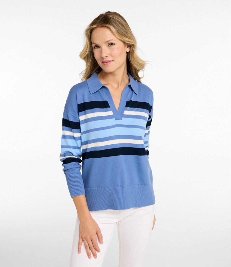 Women's Cotton/Cashmere Sweater, Polo Stripe L.L.Bean Best Seller