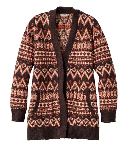 Women's Cotton Ragg Sweater, Open Cardigan Fair Isle L.L.Bean Popular