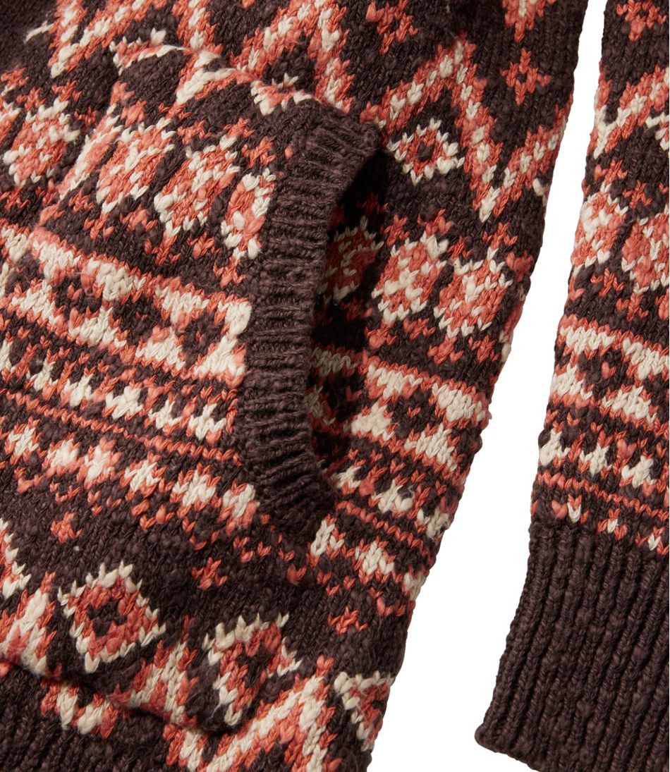 Women's Cotton Ragg Sweater, Open Cardigan Fair Isle L.L.Bean Popular