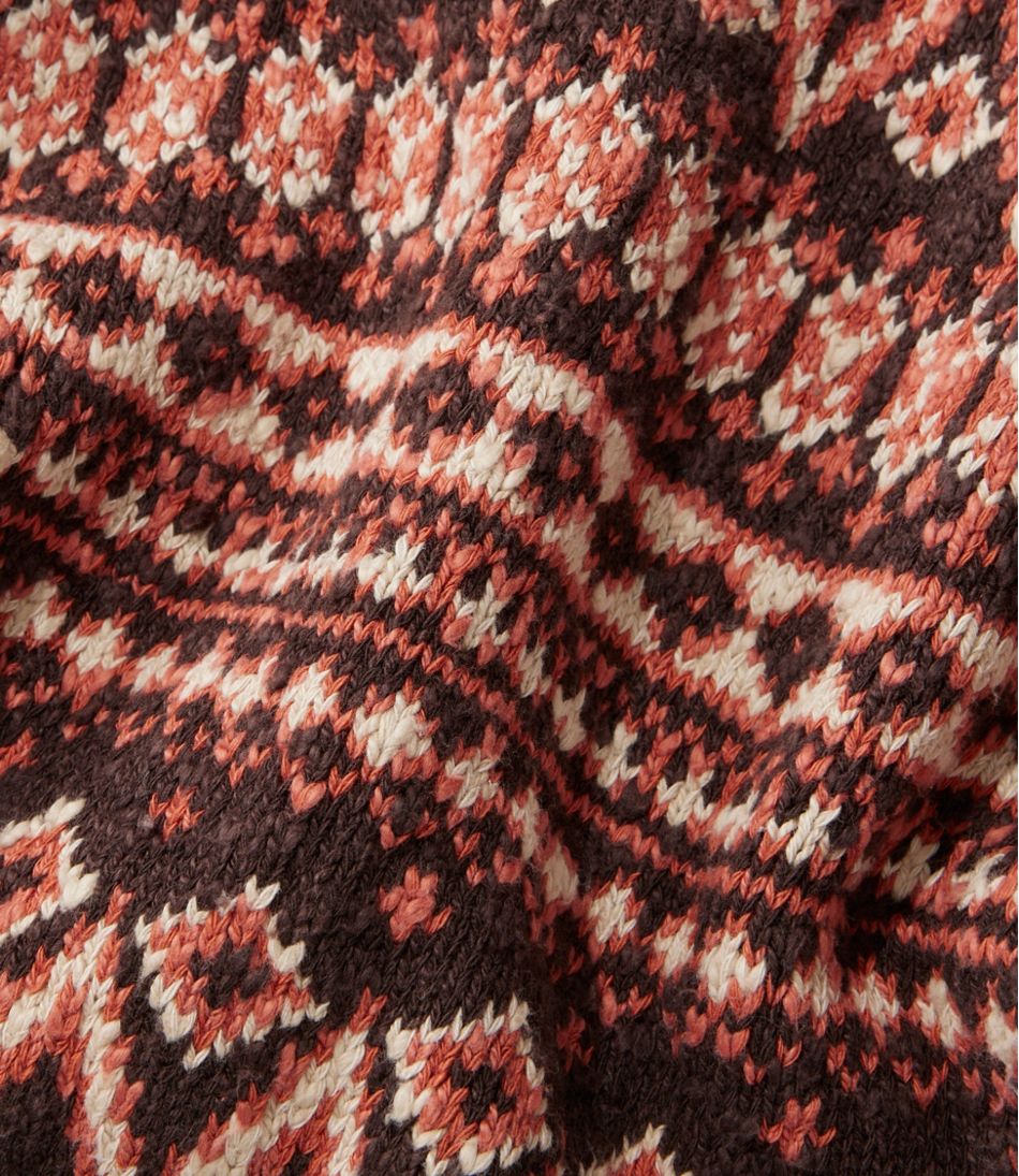 Women's Cotton Ragg Sweater, Open Cardigan Fair Isle L.L.Bean Popular