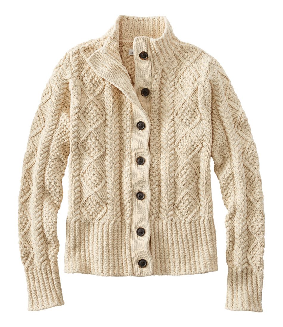 Women's Signature Cotton Fisherman Sweater, Short Cardigan L.L.Bean Best Seller