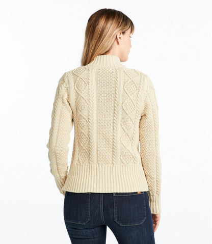 Women's Signature Cotton Fisherman Sweater, Short Cardigan L.L.Bean Best Seller