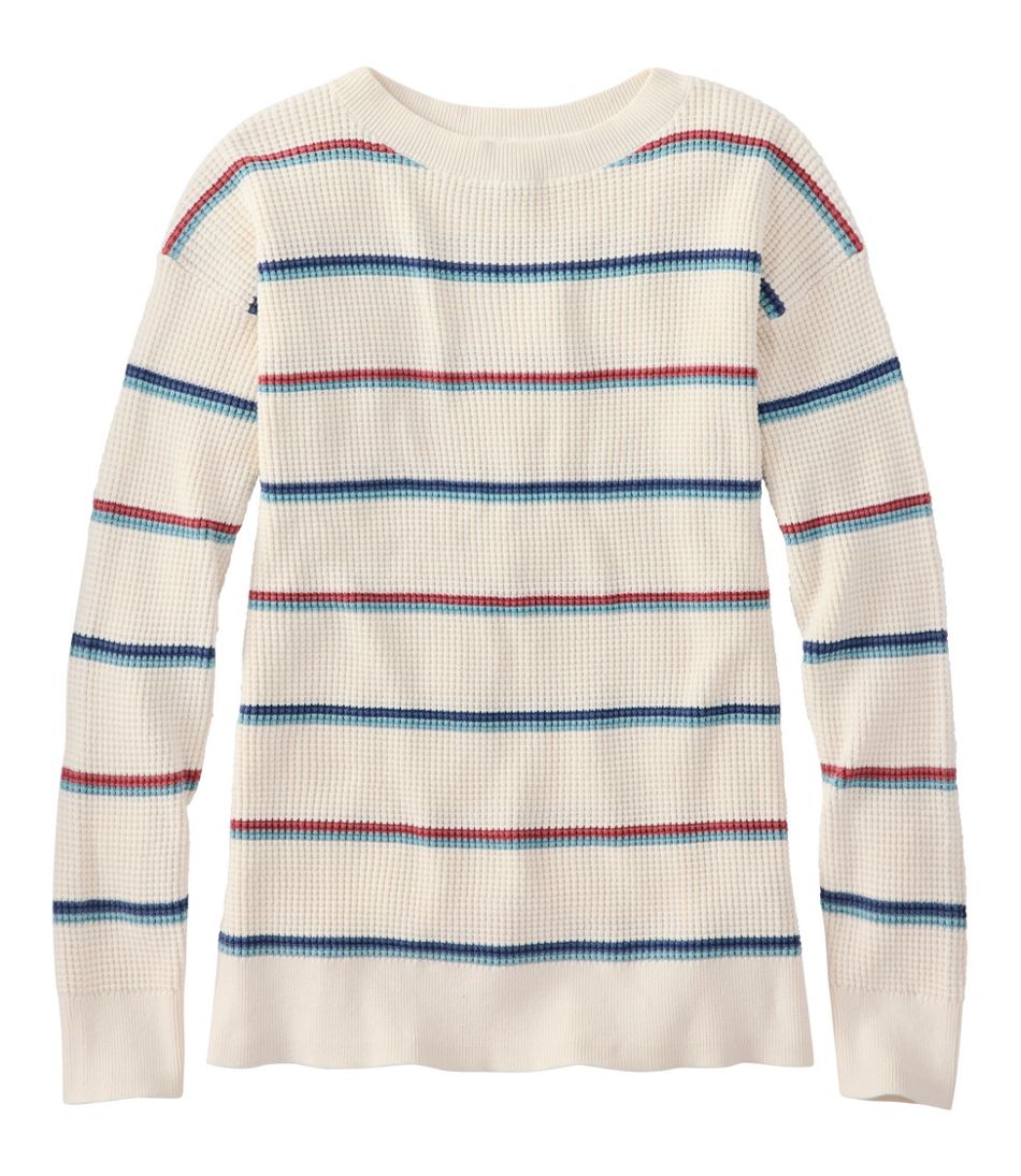 Women's Sunwashed Waffle Sweater, Pullover Stripe L.L.Bean Recommended