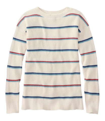 Women's Sunwashed Waffle Sweater, Pullover Stripe L.L.Bean Recommended