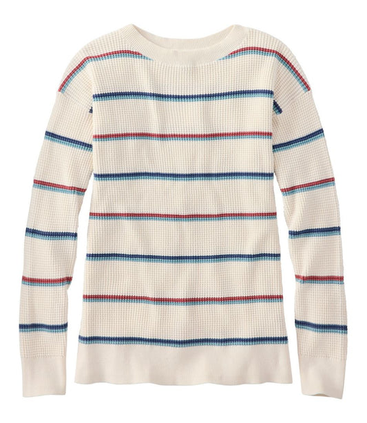 Women's Sunwashed Waffle Sweater, Pullover Stripe L.L.Bean Recommended