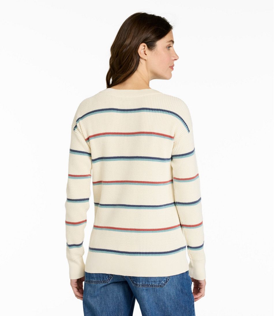 Women's Sunwashed Waffle Sweater, Pullover Stripe L.L.Bean Recommended