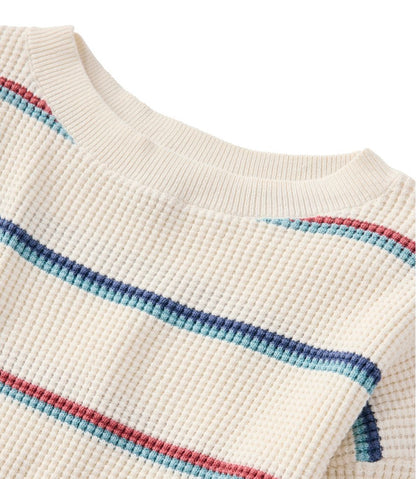 Women's Sunwashed Waffle Sweater, Pullover Stripe L.L.Bean Recommended
