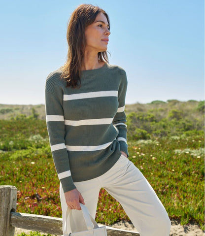 Women's Sunwashed Waffle Sweater, Pullover Stripe L.L.Bean Recommended