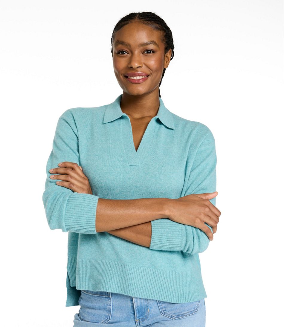 Women's Classic Cashmere Sweater, Relaxed Polo L.L.Bean Classic
