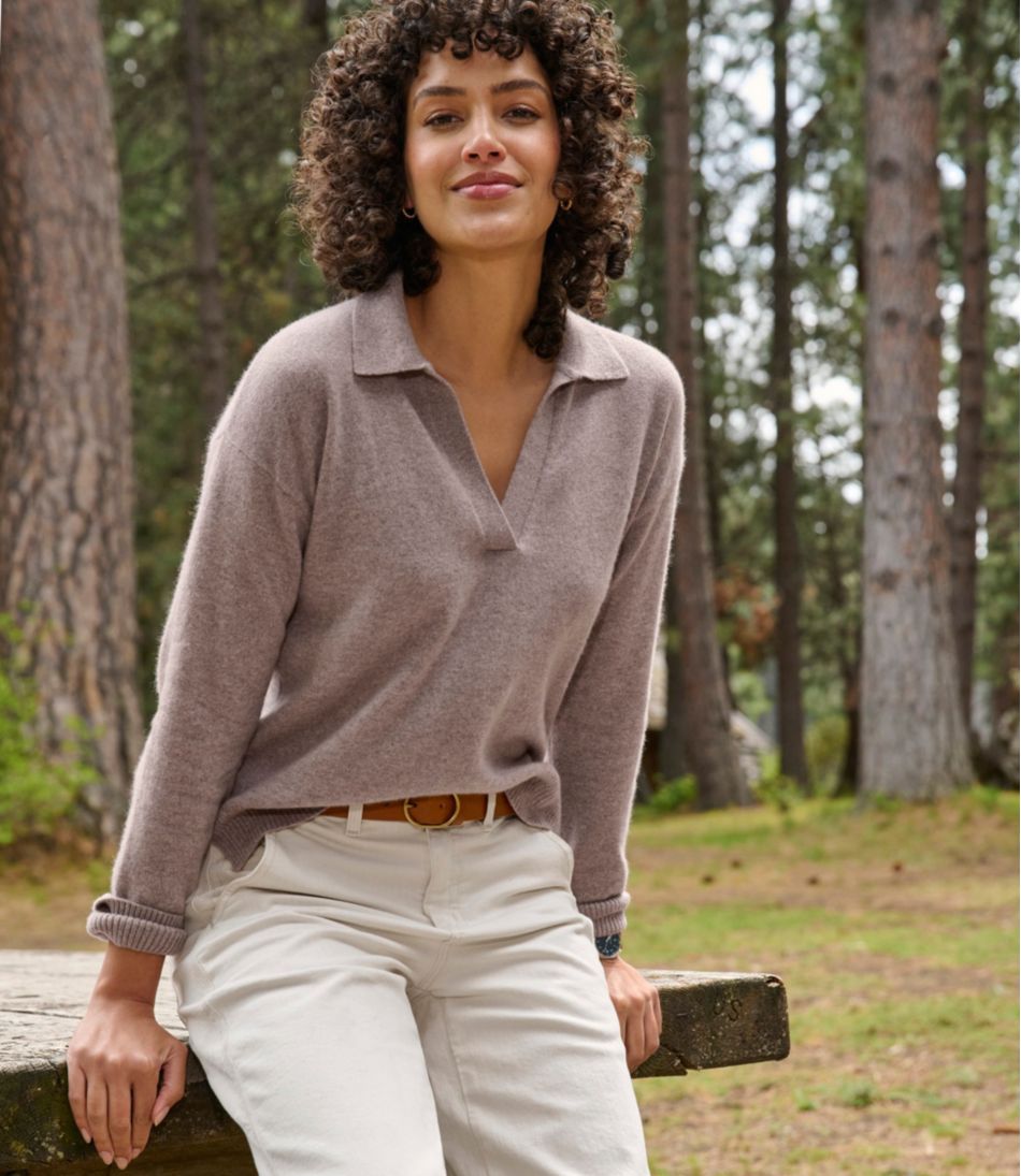 Women's Classic Cashmere Sweater, Relaxed Polo L.L.Bean Classic