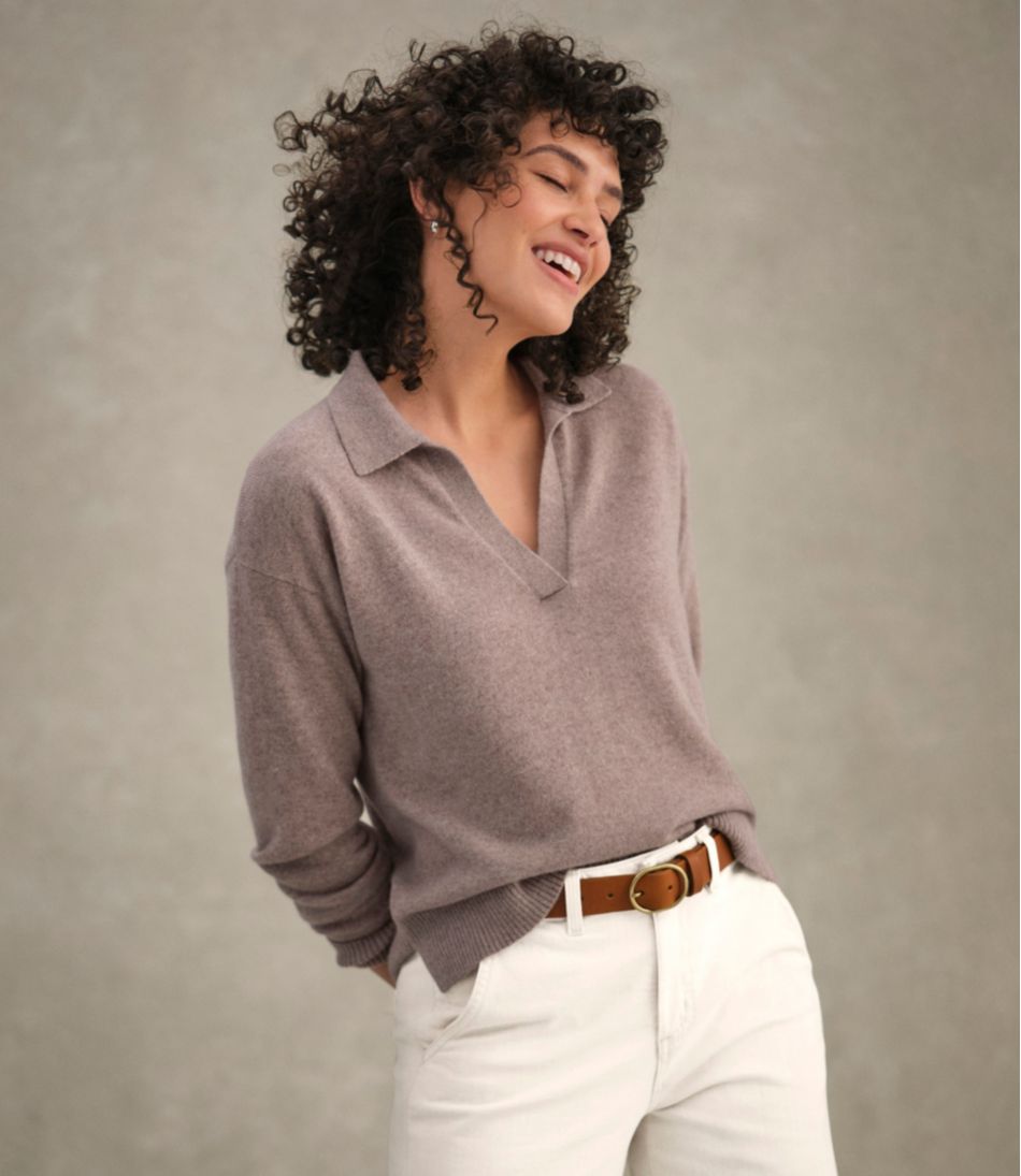 Women's Classic Cashmere Sweater, Relaxed Polo L.L.Bean Classic