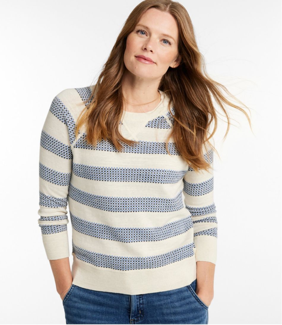 Women's Organic Cotton Slub Sweater, Crewneck Stripe L.L.Bean Value