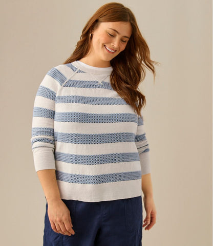 Women's Organic Cotton Slub Sweater, Crewneck Stripe L.L.Bean Value