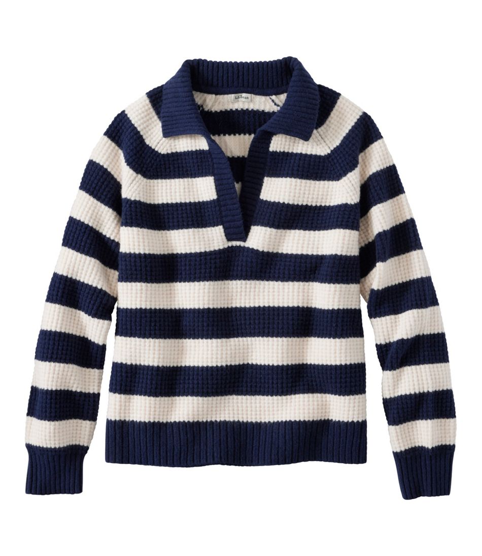 Women's SuperSoft Waffle Sweater, Polo Stripe L.L.Bean Premium