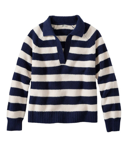 Women's SuperSoft Waffle Sweater, Polo Stripe L.L.Bean Premium