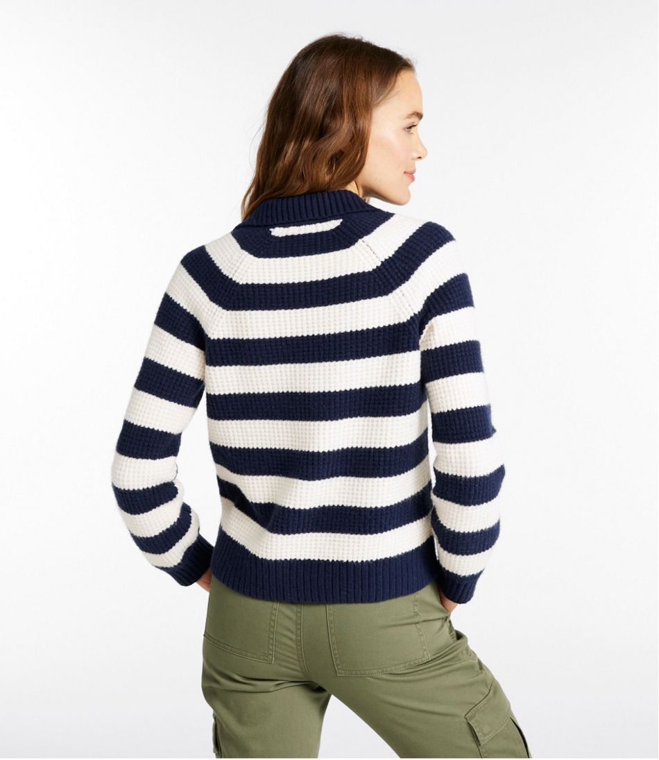Women's SuperSoft Waffle Sweater, Polo Stripe L.L.Bean Premium