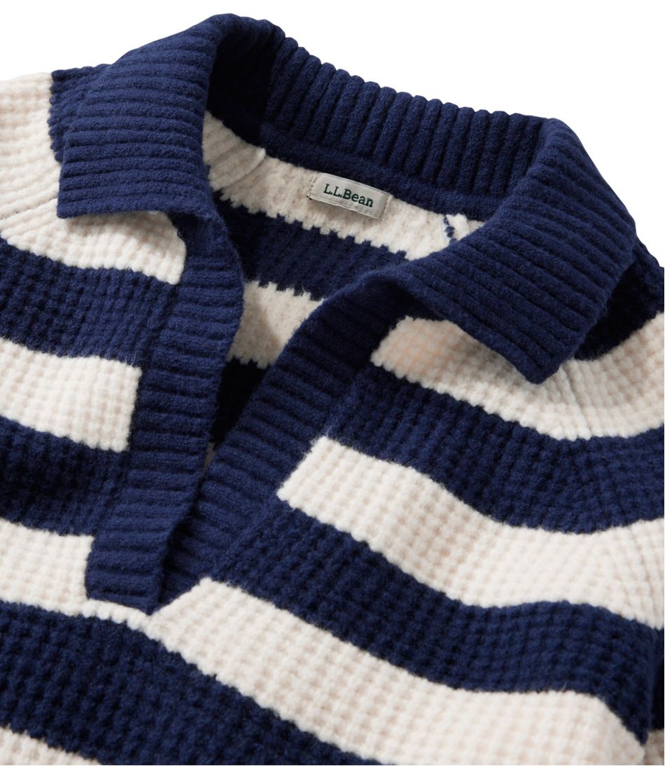 Women's SuperSoft Waffle Sweater, Polo Stripe L.L.Bean Premium