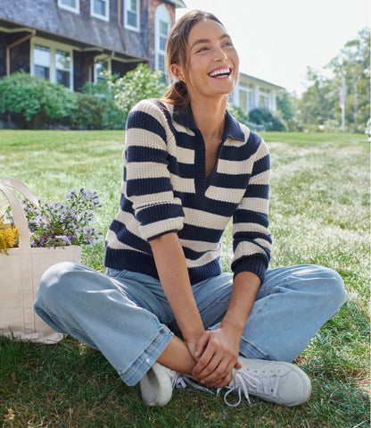 Women's SuperSoft Waffle Sweater, Polo Stripe L.L.Bean Premium