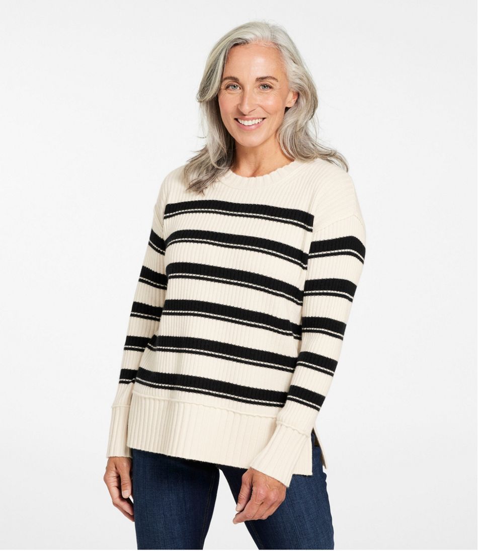 Women's Heritage Heirloom Wool/Cashmere Sweater, Crewneck Stripe L.L.Bean Trending