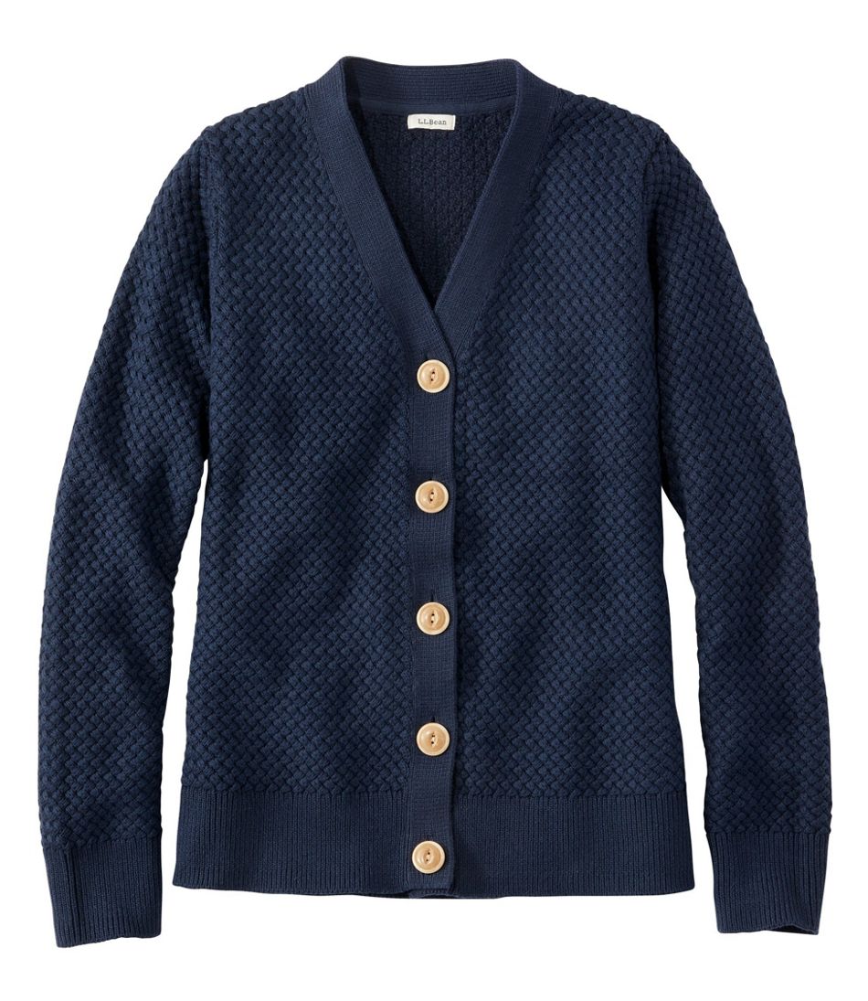 Women's Basketweave Sweater, Button-Front Cardigan L.L.Bean Recommended