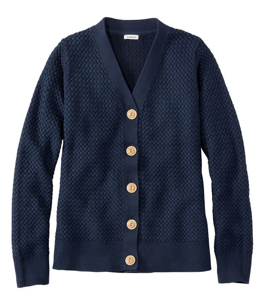 Women's Basketweave Sweater, Button-Front Cardigan L.L.Bean Recommended