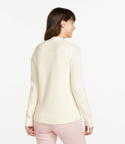 Women's Basketweave Sweater, Button-Front Cardigan L.L.Bean Recommended
