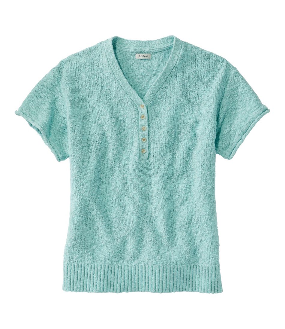 Women's Midweight Cotton Slub Sweater, Henley Short-Sleeve L.L.Bean Classic