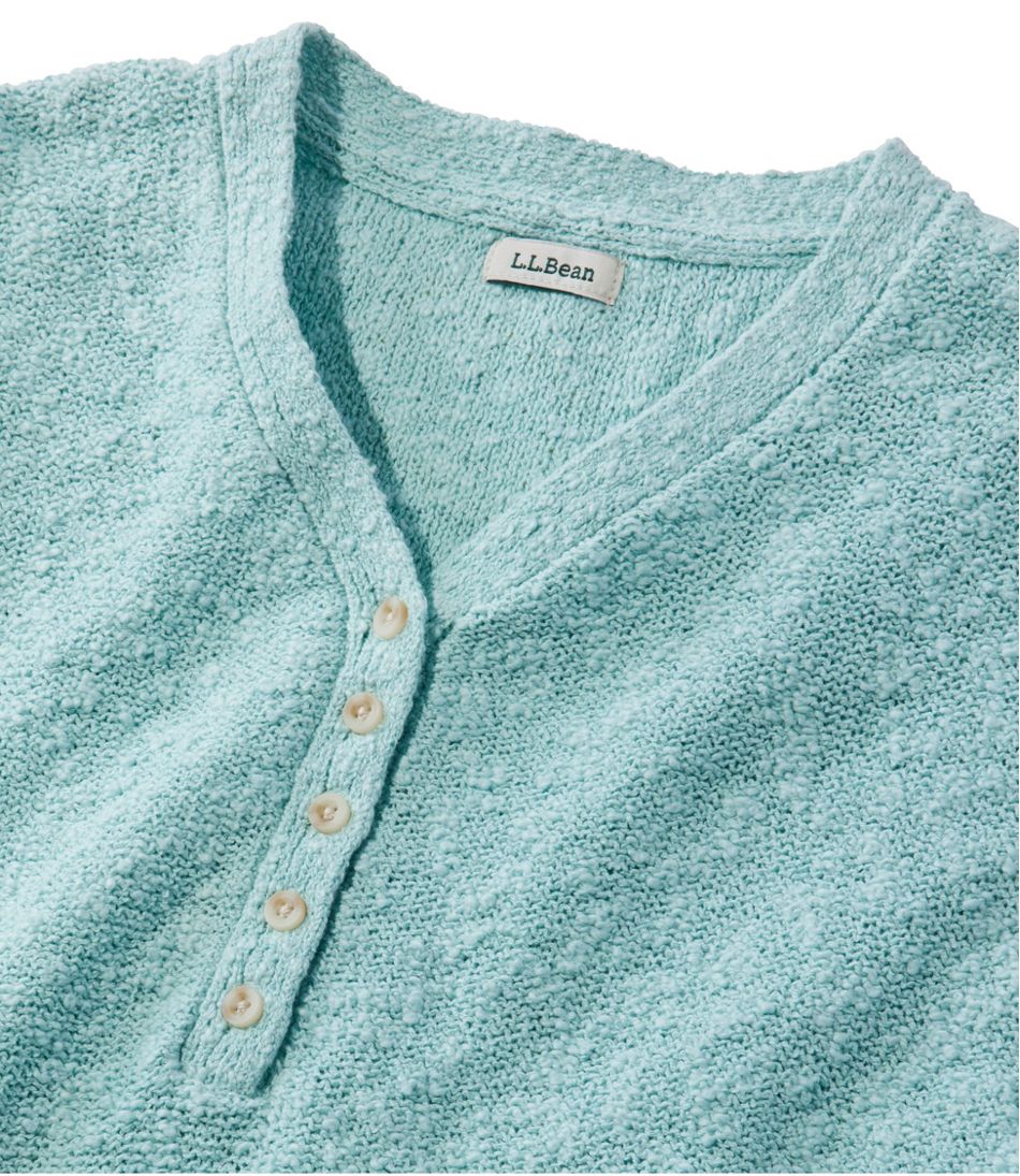 Women's Midweight Cotton Slub Sweater, Henley Short-Sleeve L.L.Bean Classic