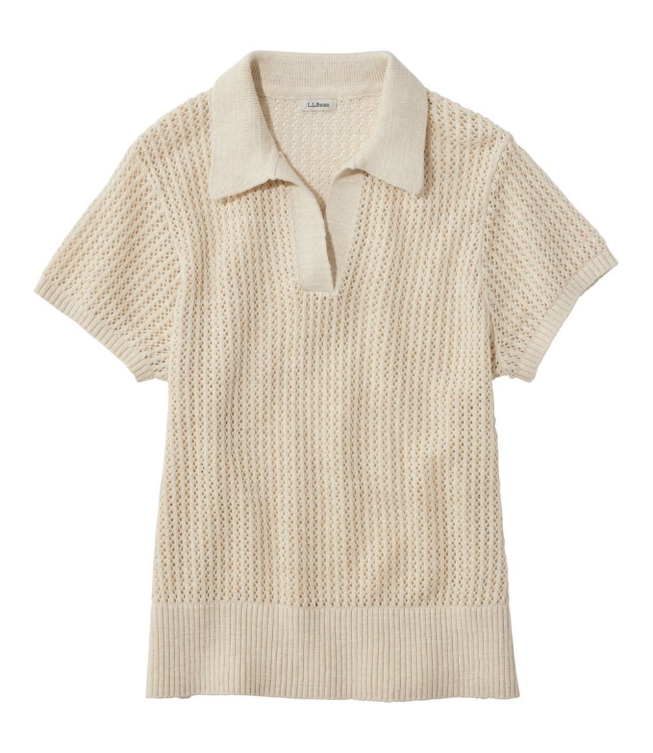 Women's Organic Cotton Slub Pointelle Sweater, Polo L.L.Bean Essential