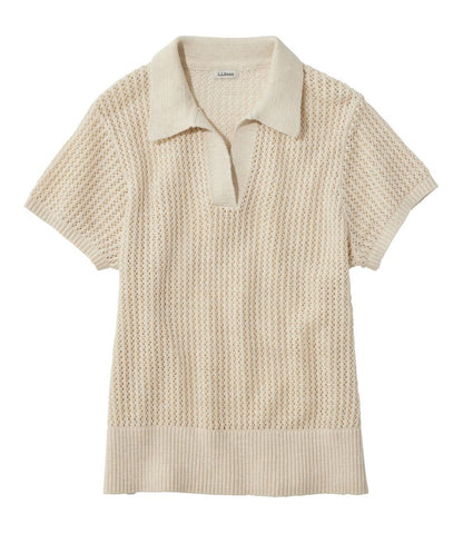 Women's Organic Cotton Slub Pointelle Sweater, Polo L.L.Bean Essential