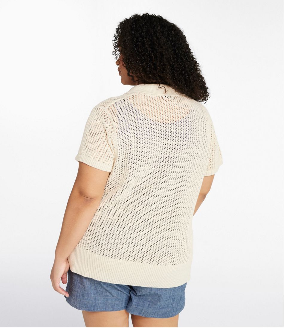 Women's Organic Cotton Slub Pointelle Sweater, Polo L.L.Bean Essential