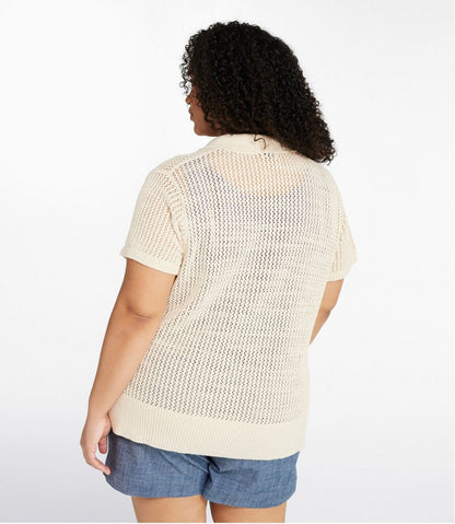 Women's Organic Cotton Slub Pointelle Sweater, Polo L.L.Bean Essential