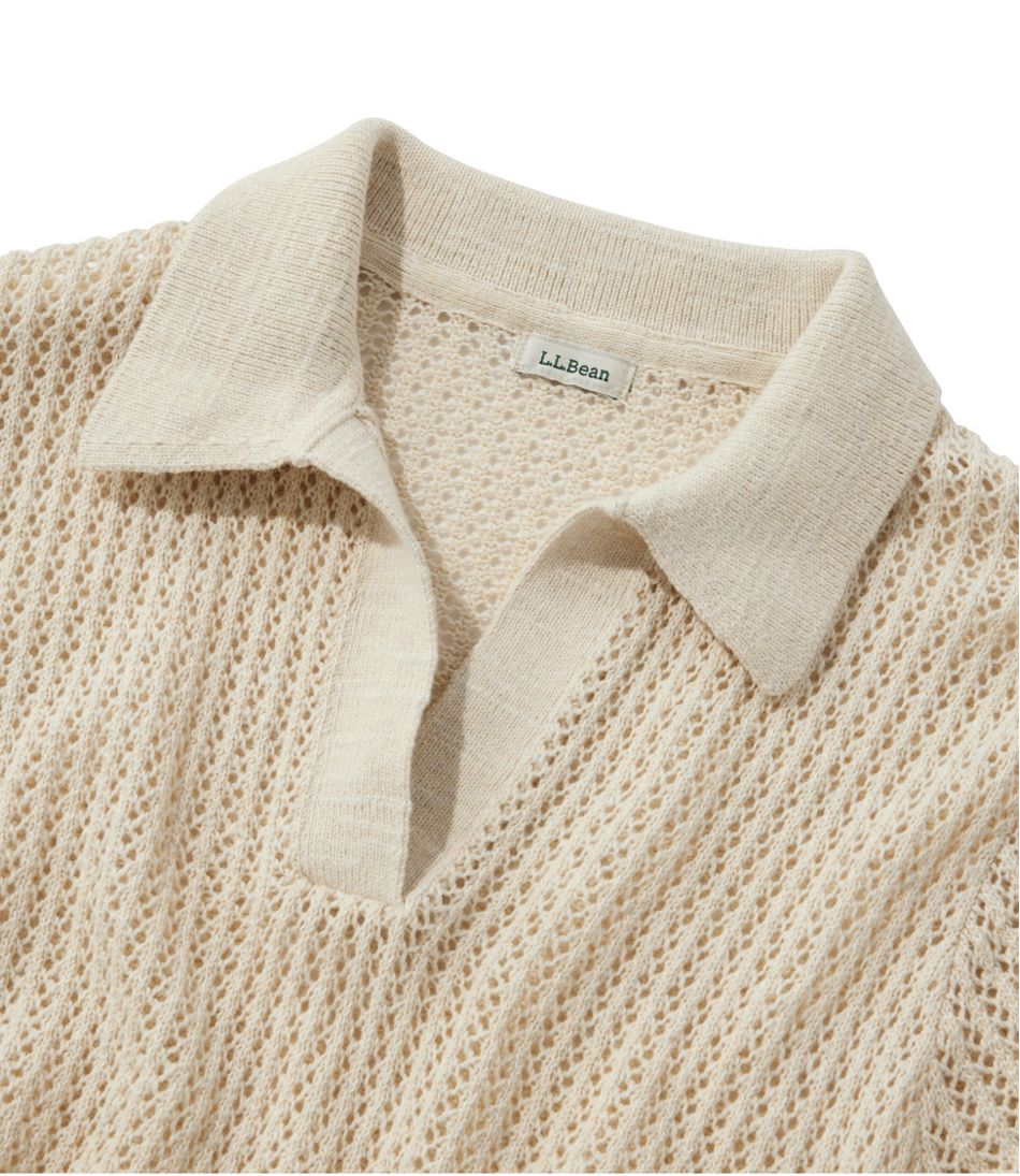 Women's Organic Cotton Slub Pointelle Sweater, Polo L.L.Bean Essential