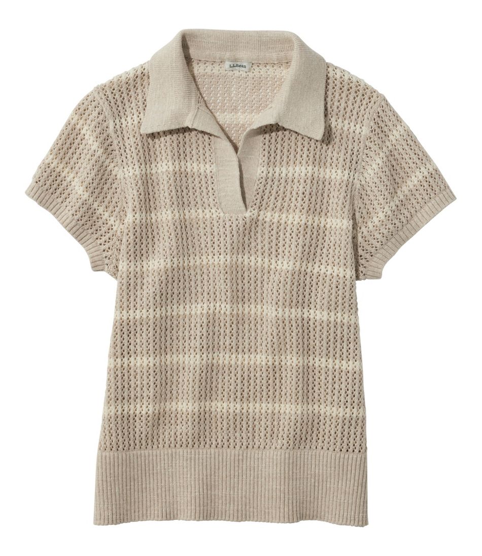 Women's Organic Cotton Slub Pointelle Sweater, Polo L.L.Bean Everyday