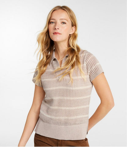 Women's Organic Cotton Slub Pointelle Sweater, Polo L.L.Bean Everyday