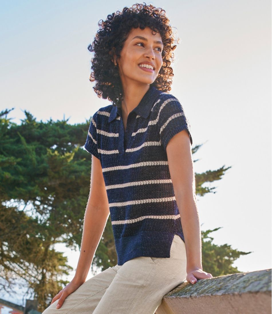 Women's Organic Cotton Slub Pointelle Sweater, Polo L.L.Bean Everyday