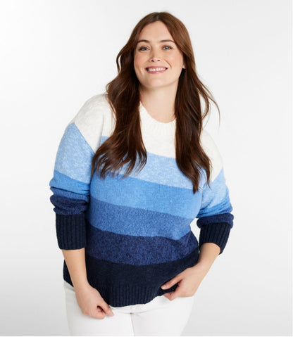 Women's Cotton Ragg Sweater, Crewneck Stripe L.L.Bean Featured