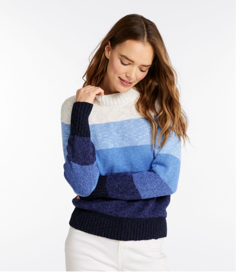 Women's Cotton Ragg Sweater, Crewneck Stripe L.L.Bean Featured